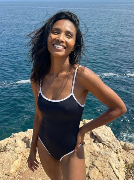 Model in bikini at beach