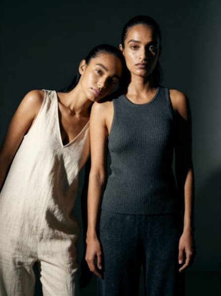 Two models dark background